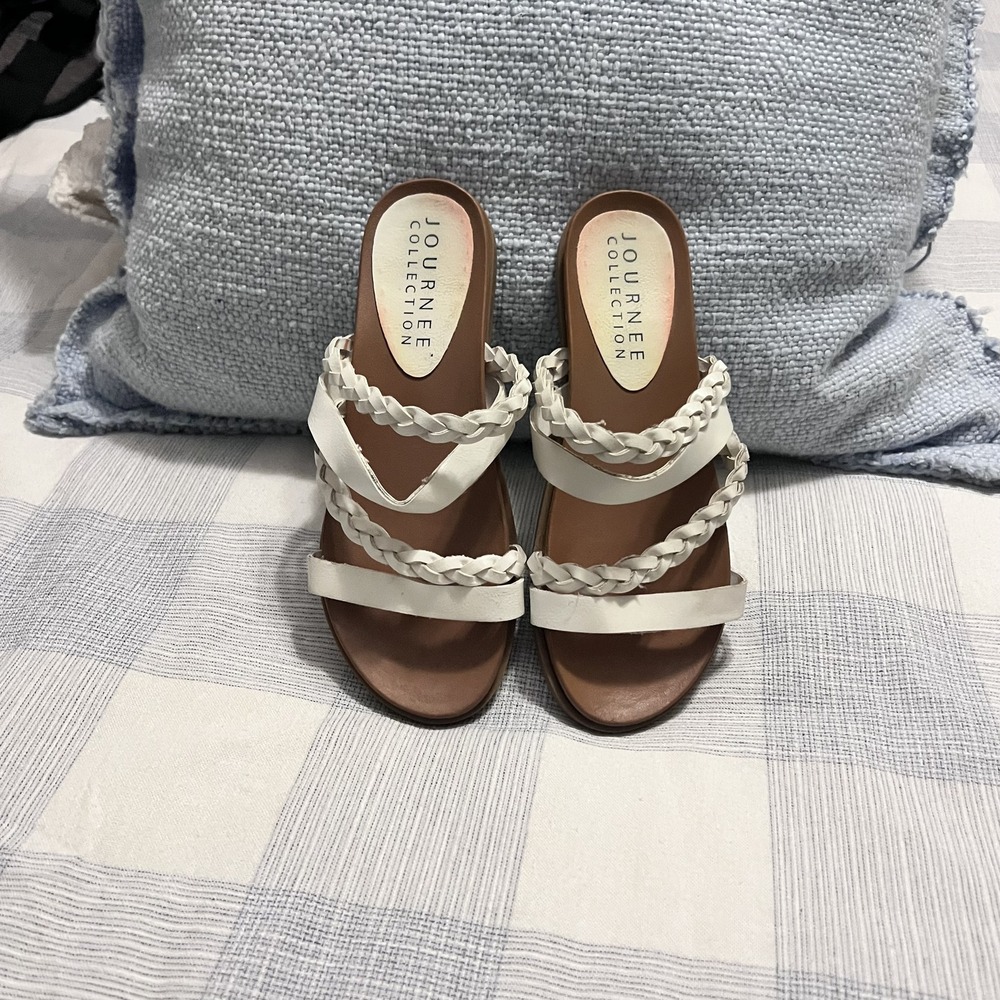 Journee Collection Women's White Sandals Size 5.5